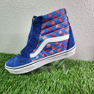 VANS SK8-HI AWAKE NY BLUE SUEDE WHITE RED CHECKERBOARD SKATE sz 10